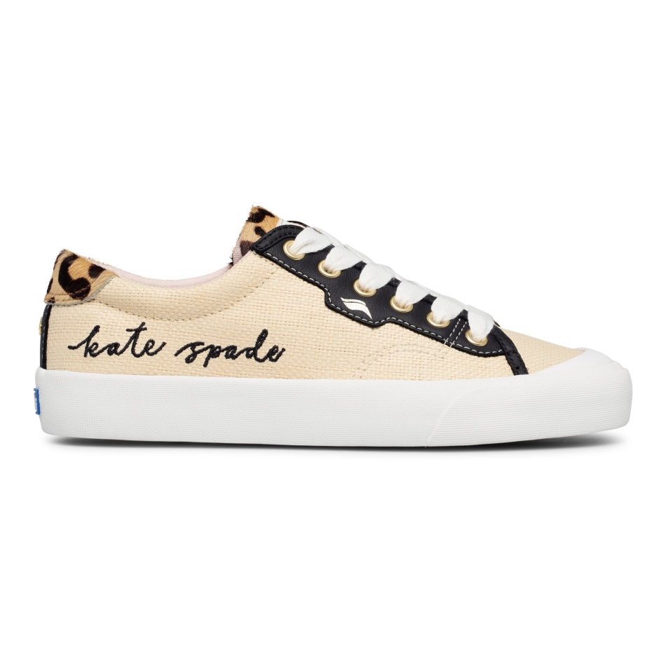 Keds Women's Keds x Kate Spade New York Crew Kick Leather Raffia Black-Tan - Image 8