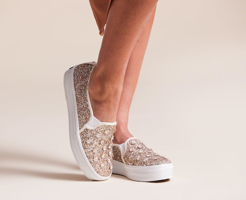 Keds Women's Keds x Kate Spade New York Triple Decker Glitter Flowers Metallic - Image 6
