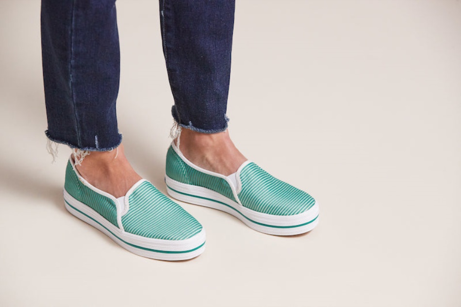 Keds Women's Keds x Kate Spade New York Triple Decker Stripe Mesh Green - Image 6