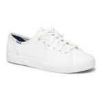 Keds Women's Kickstart Retro Court Leather White-Blue - Image 3
