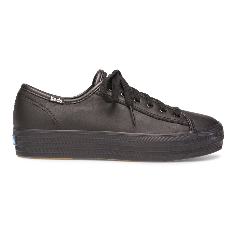 keds_womens_triple_kick_leather_black.jpg Keds Women's Triple Kick Leather Black - Image 1