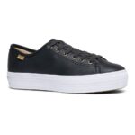 Keds Women's Triple Kick Luxe Leather Black - Image 3