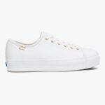 Keds Women's Triple Kick Luxe Leather White - Image 2