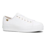Keds Women's Triple Kick Luxe Leather White - Image 10