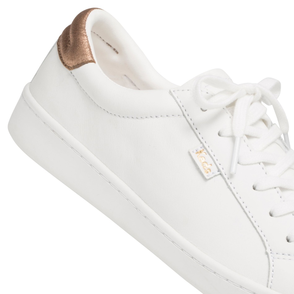 Keds Women's Ace Leather Metallic White-Rose Gold