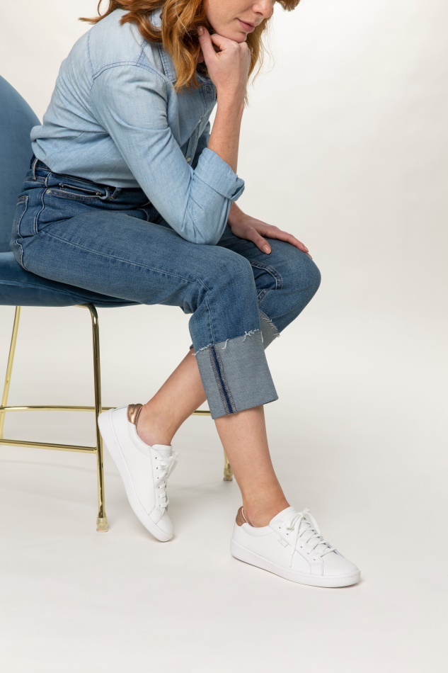 Keds Women's Ace Leather Metallic White-Rose Gold