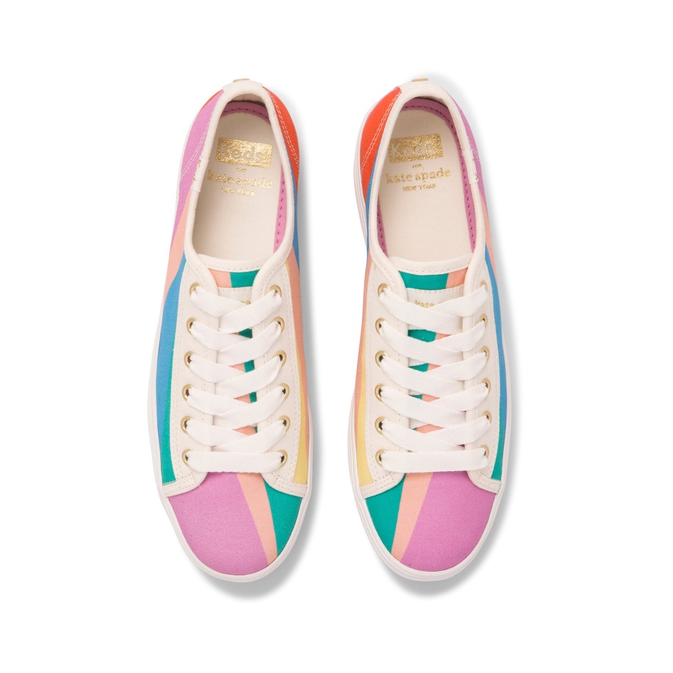 Keds Women's Keds x Kate Spade New York Triple Kick Multi Stripe Canvas Pink Multi