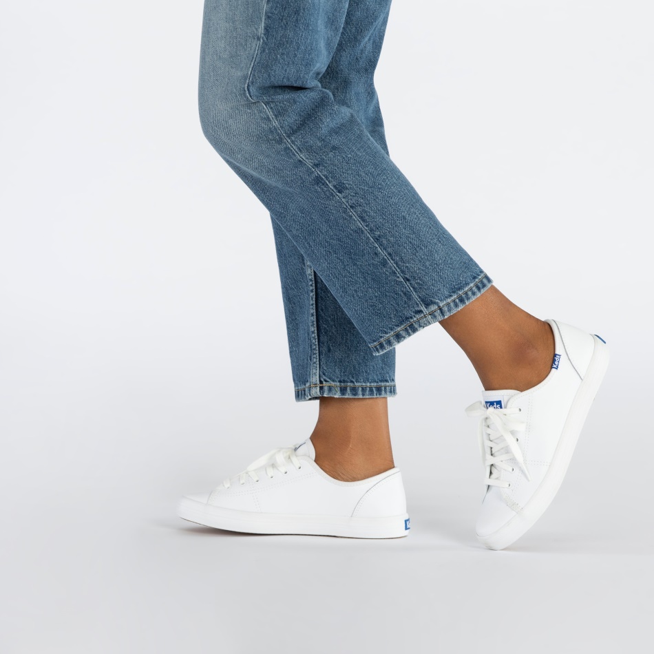 Keds Women's Kickstart Retro Court Leather White-Blue