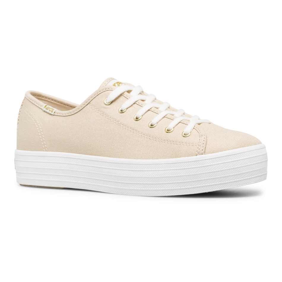 Keds Women's Triple Kick Metallic Canvas Gold