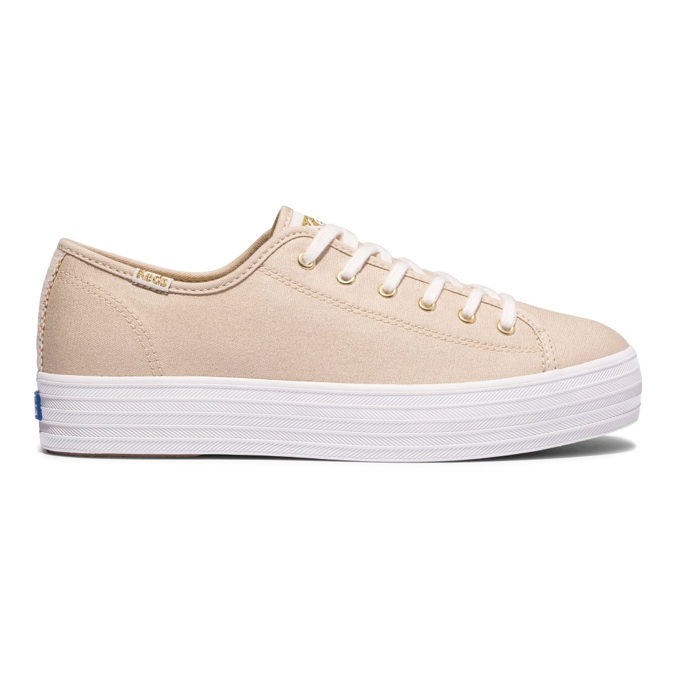 Keds Women's Triple Kick Metallic Canvas Gold