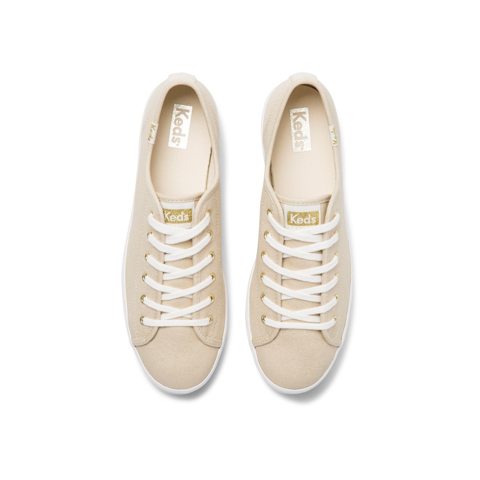 Keds Women's Triple Kick Metallic Canvas Gold