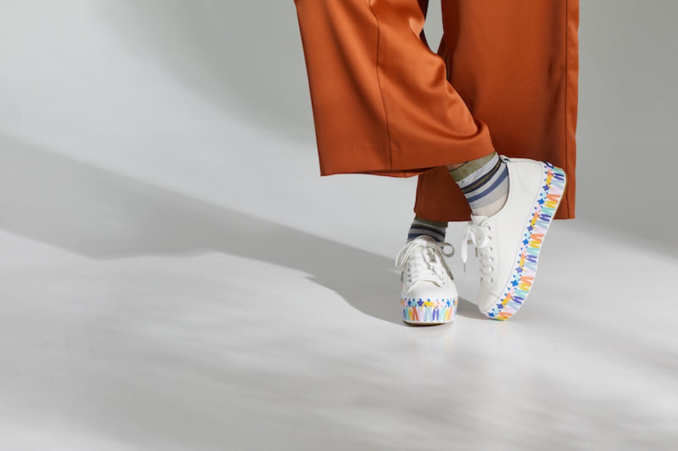 Keds Women's Triple Up Leather Rainbow People by Elizabeth Olwen White Multi