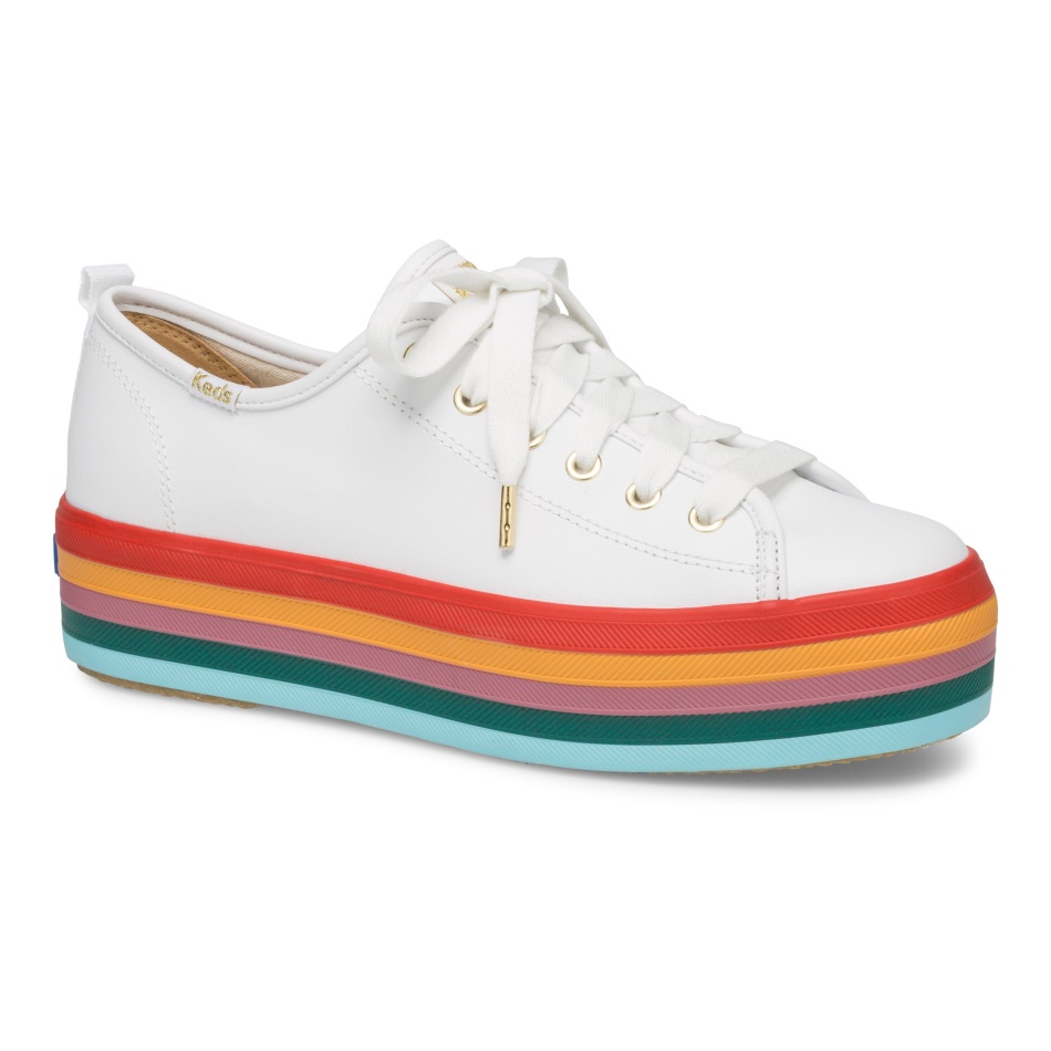 Keds Women's Triple Up Rainbow Foxing White Multi