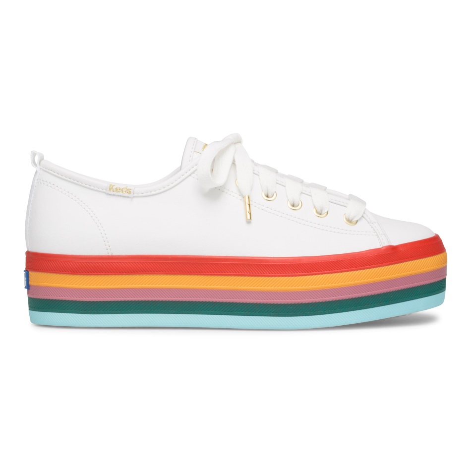 Keds Women's Triple Up Rainbow Foxing White Multi