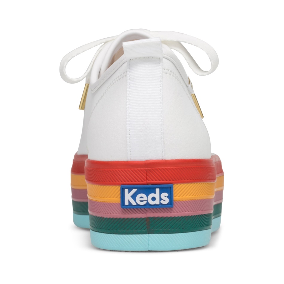 Keds Women's Triple Up Rainbow Foxing White Multi